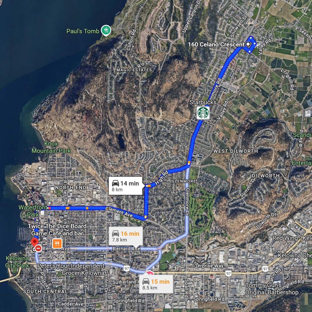 north glenmore celano court to downtown kelowna