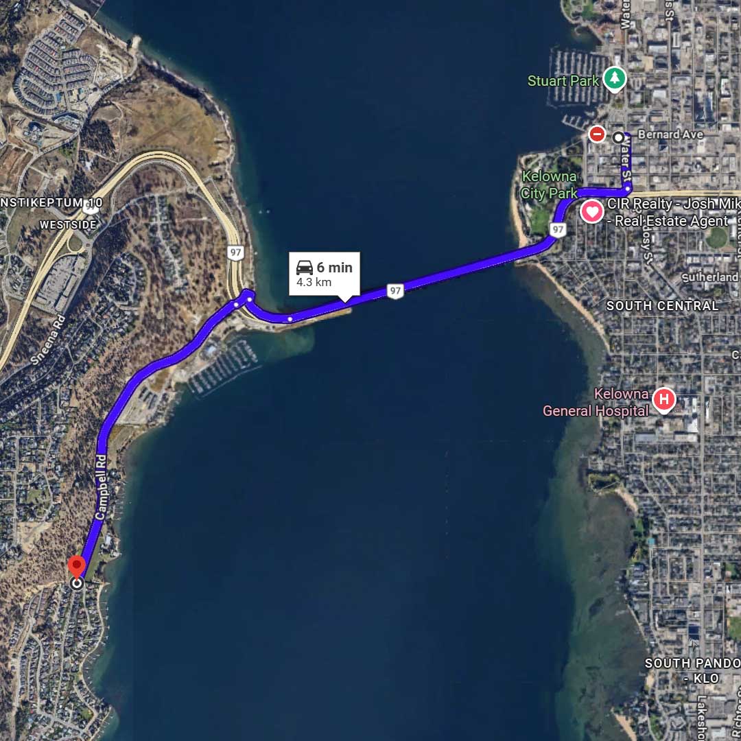 lakeview heights west kelowna to downtown kelowna